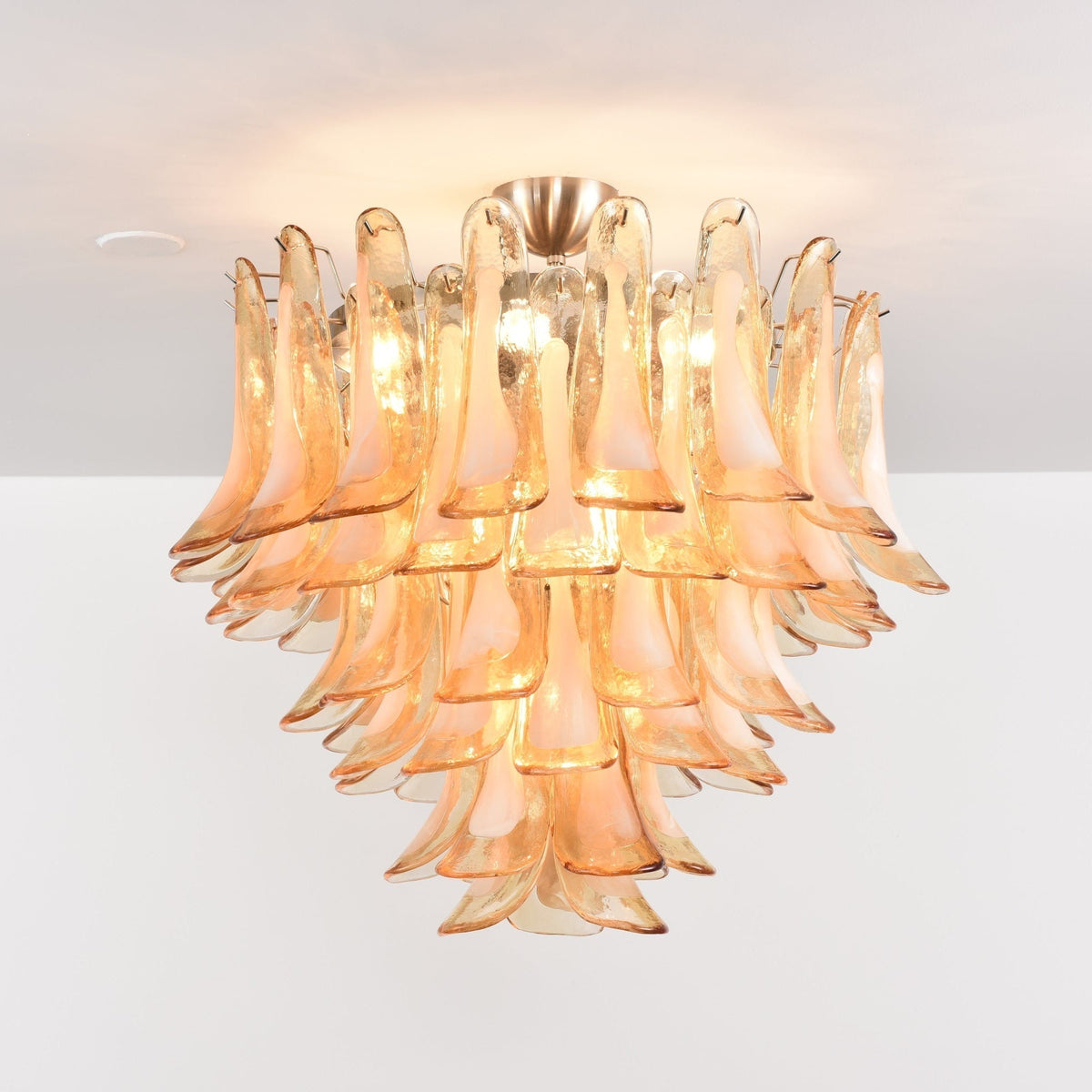 Celelise Ceiling Lamp Amber Petal Glass Layered Vintage
