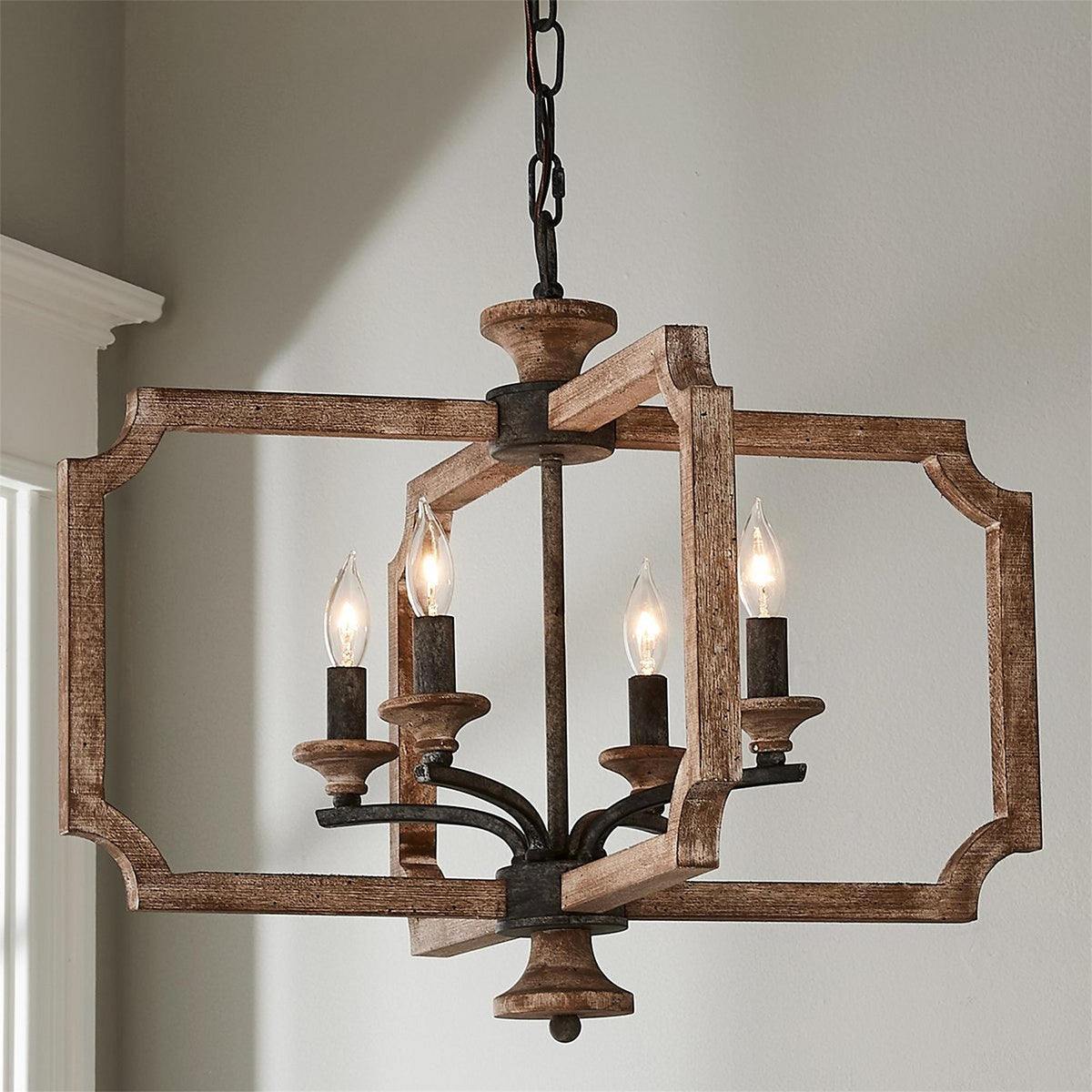 Eirikuvyi Vintage Creativity Metal Wood Lantern Pendant Lamp