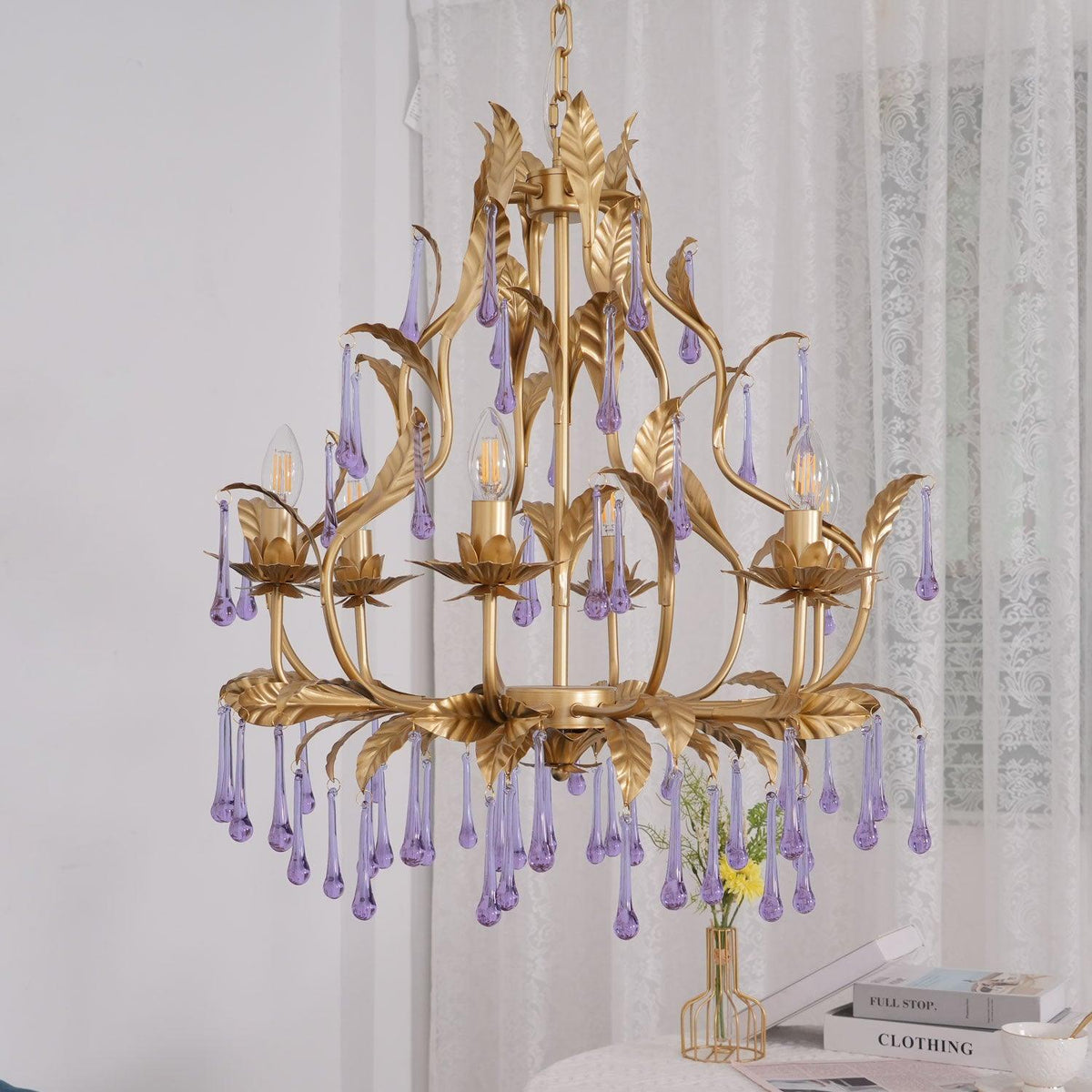 Orienaine Pendant Lamp Drops Gold Leaves