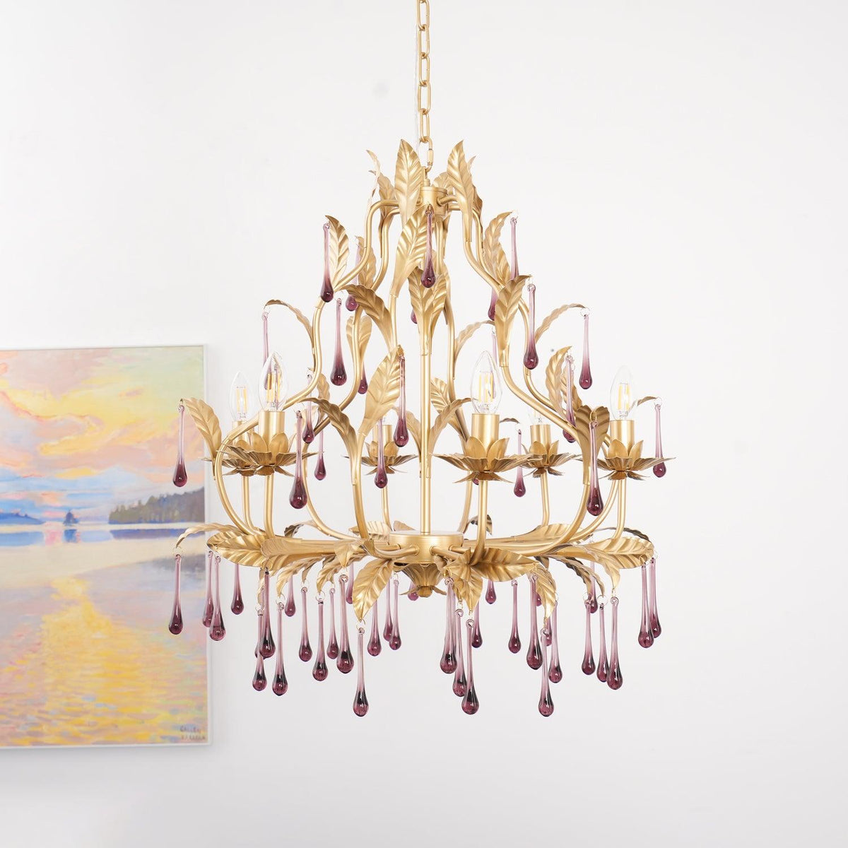 Orienaine Pendant Lamp Drops Gold Leaves