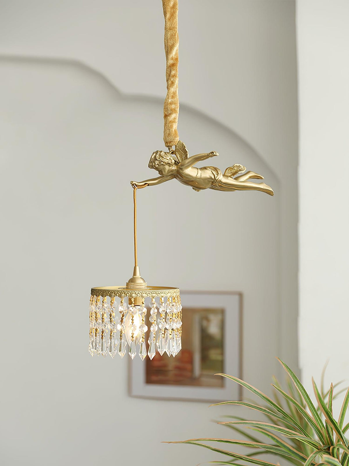 Calytra Brass & Crystal Artistic Pendant Light