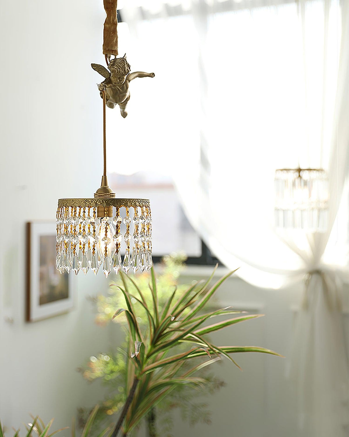 Calytra Brass & Crystal Artistic Pendant Light