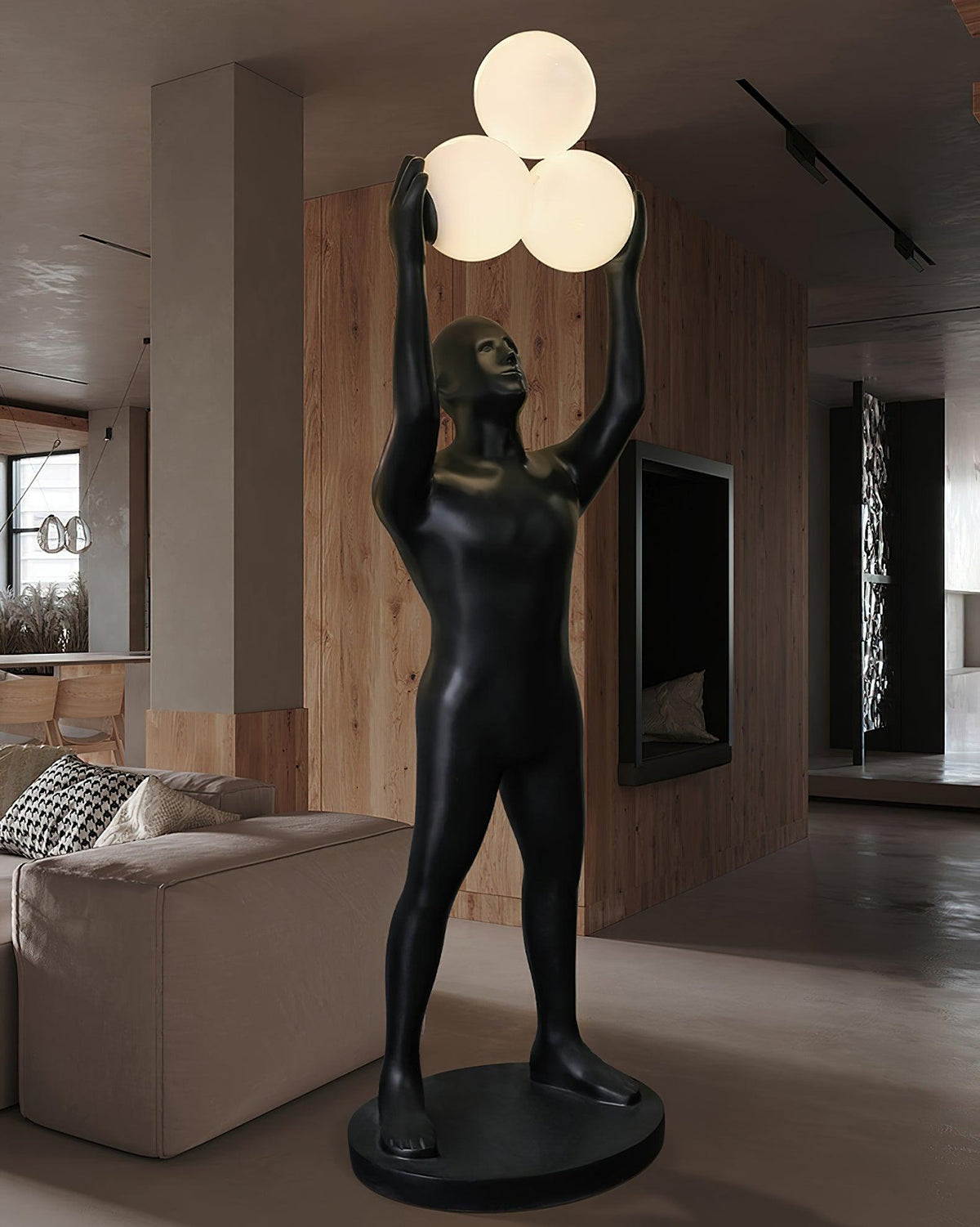 Eurshaia Sculptural Black Floor Lamp