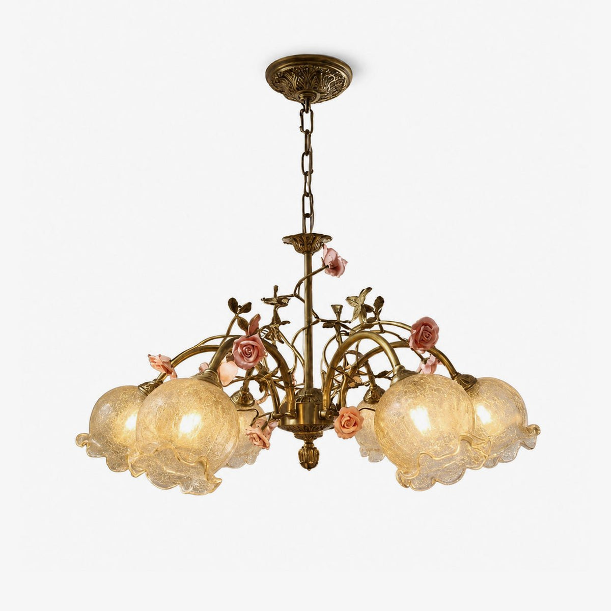 Rosavelle Brass Rose Chandelier