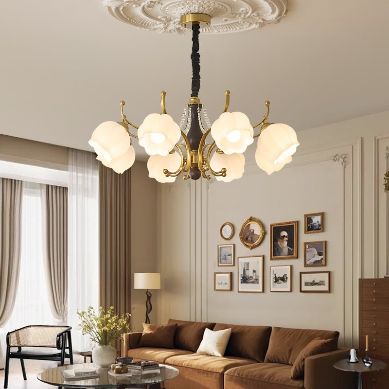 Elvorine Chandelier Wood Glass Vintage
