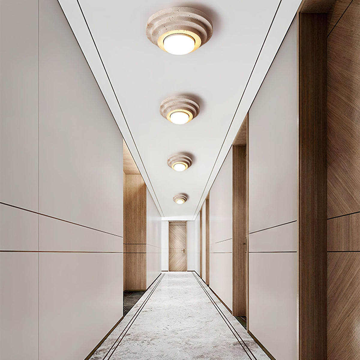 Zadoraris Tiered-Disc Travertine Ceiling Light