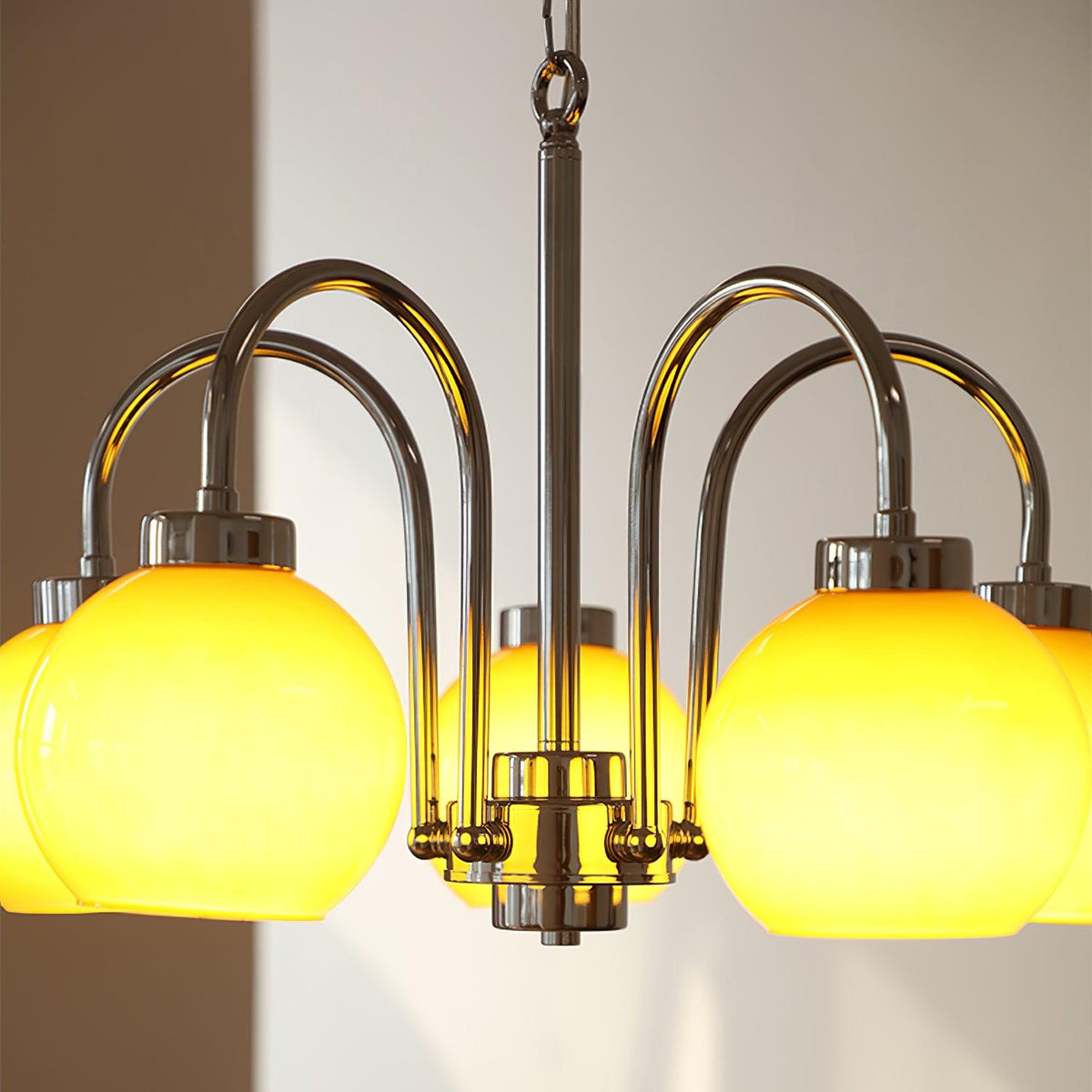 Liororian Chandelier Yellow Glass Globes