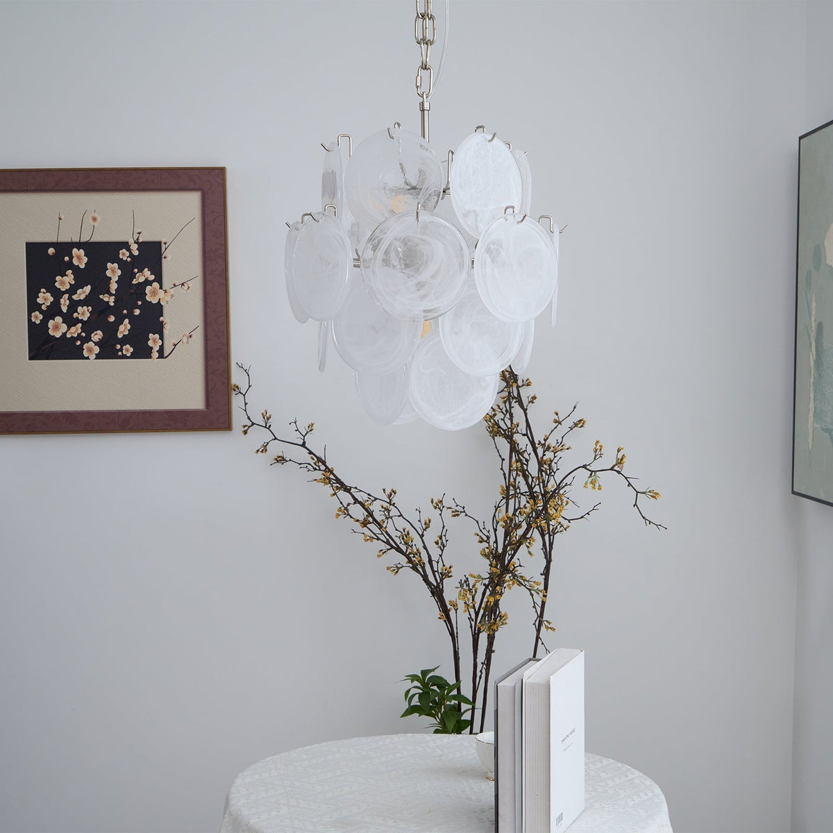 Lioruora Chandelier Apricot Murano Glass Disc Layered Artistic