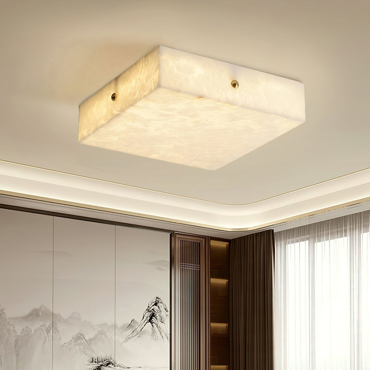 Rauduvys Modern Minimalist Alabaster Ceiling Light