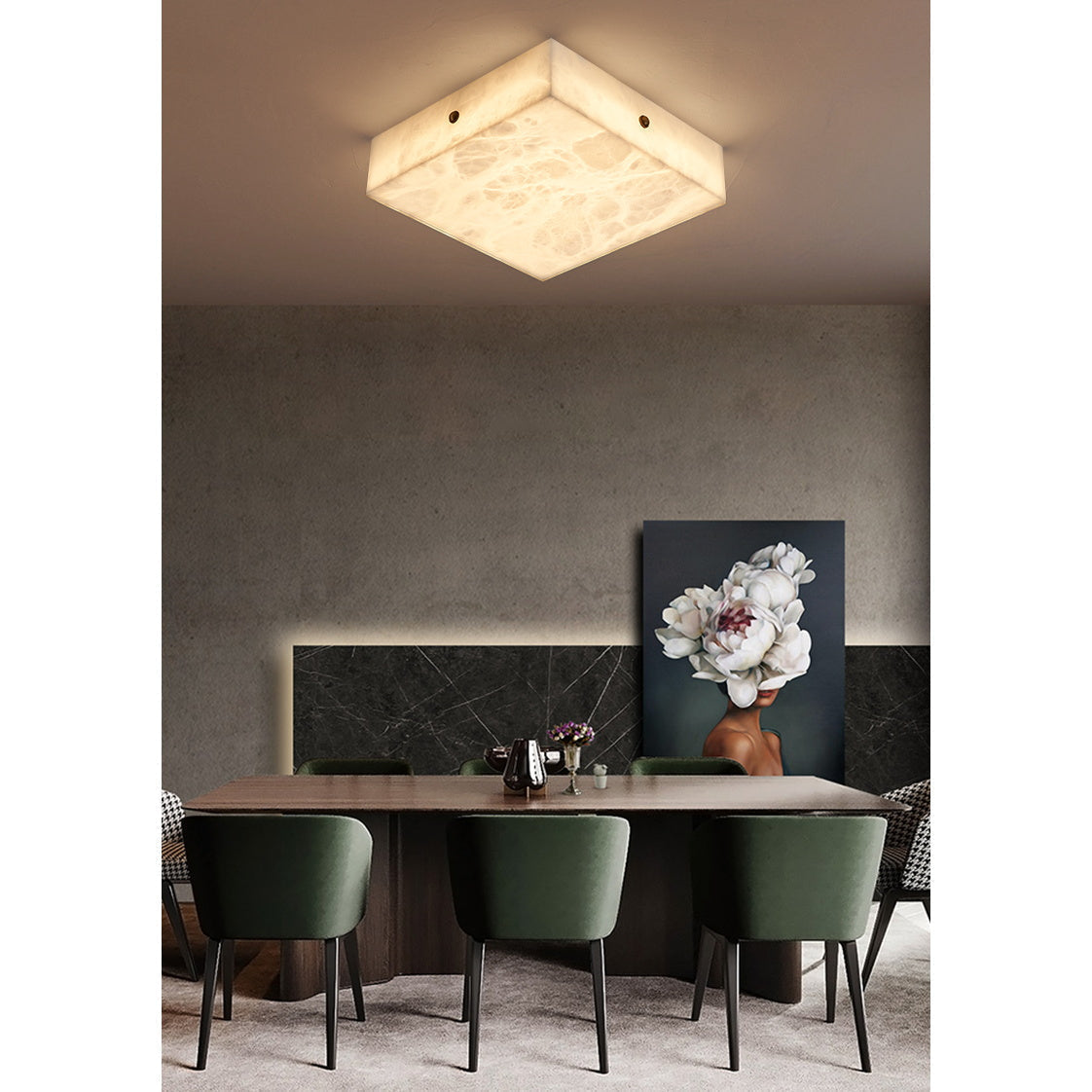 Rauduvys Modern Minimalist Alabaster Ceiling Light