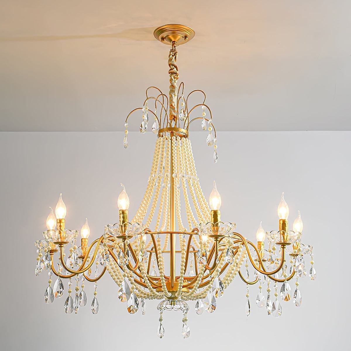 Eurvaros Vintage Crystal Brass Chandelier