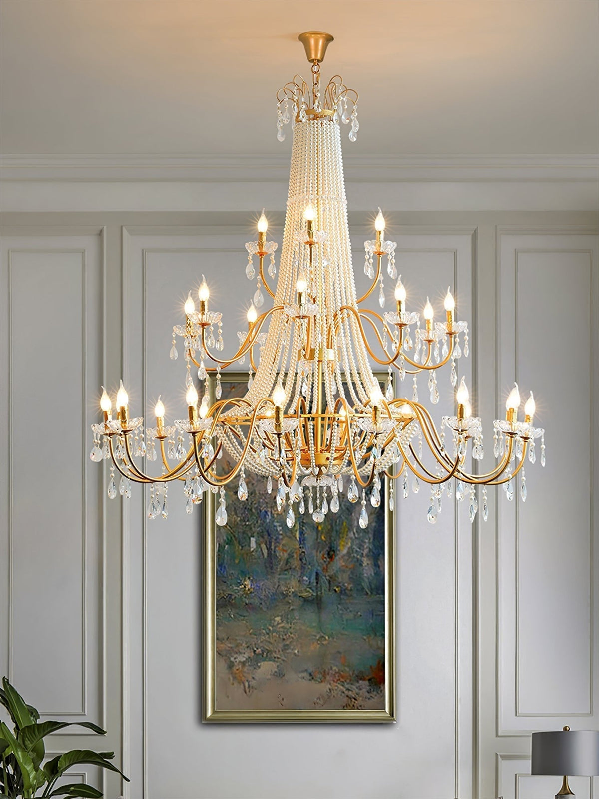 Eurvaros Vintage Crystal Brass Chandelier