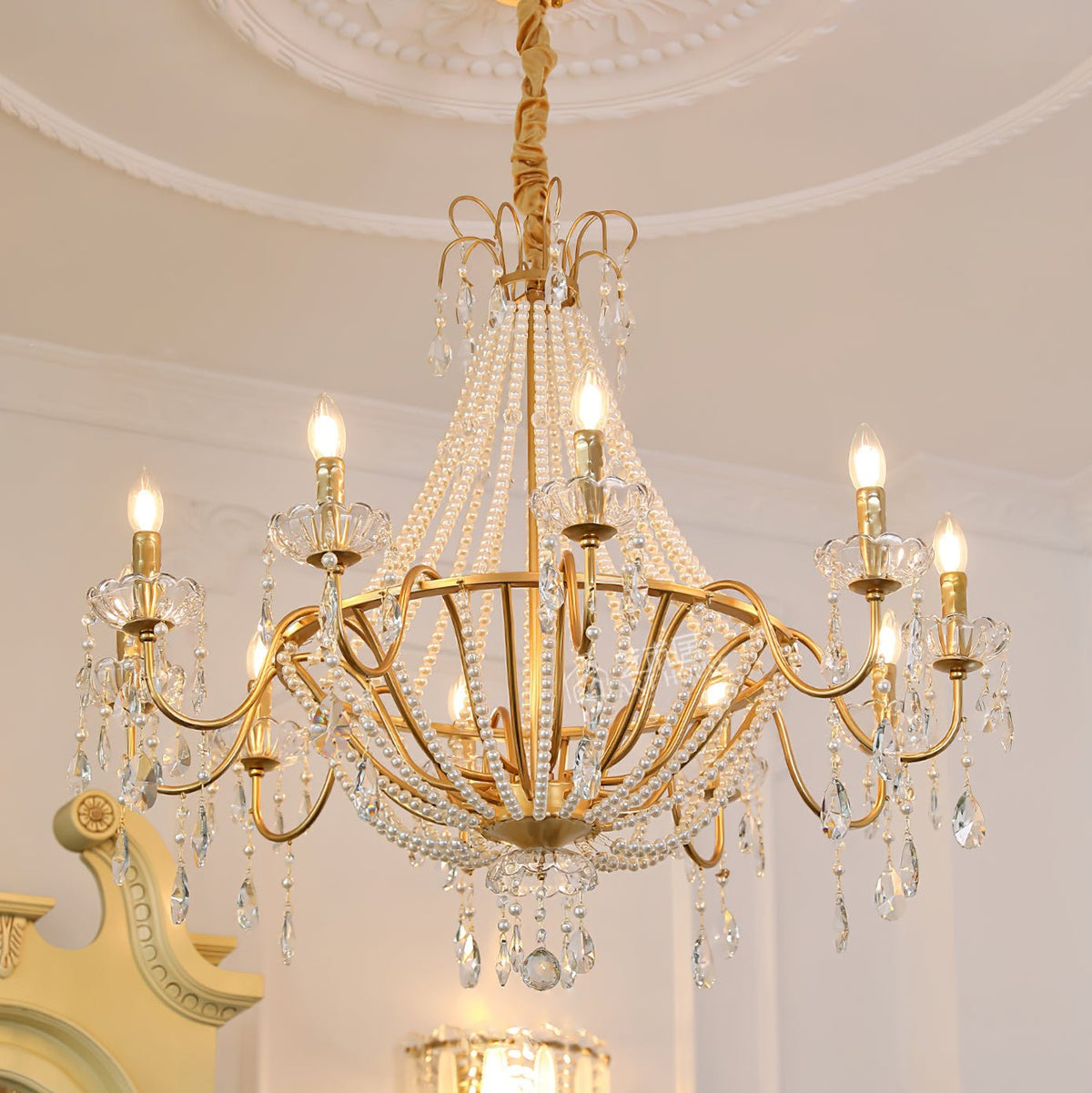 Eurvaros Vintage Crystal Brass Chandelier