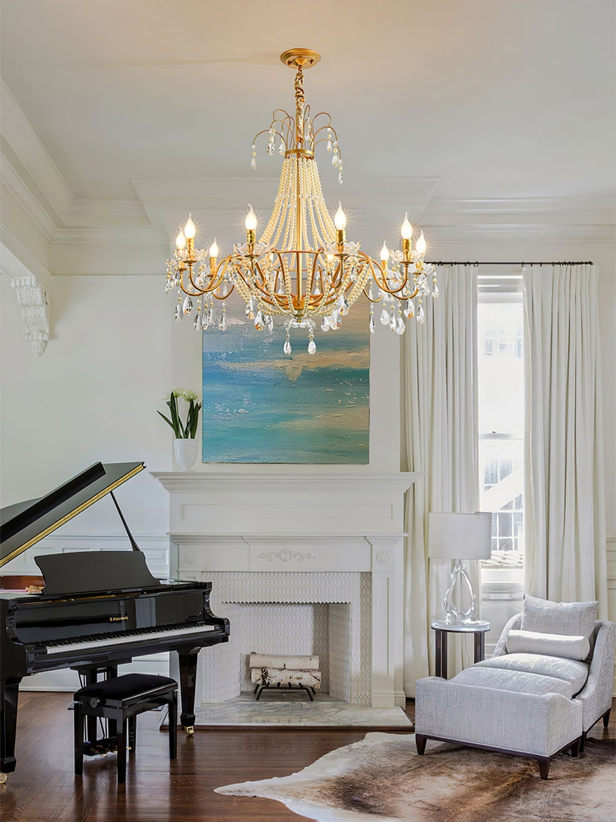 Eurvaros Vintage Crystal Brass Chandelier