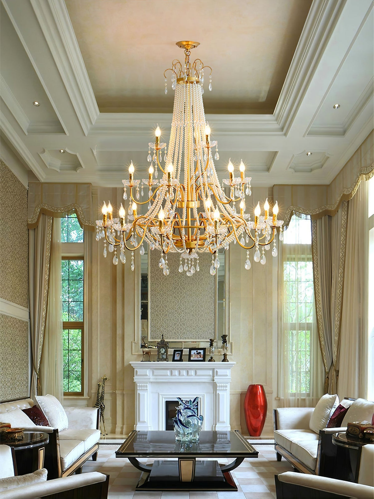 Eurvaros Vintage Crystal Brass Chandelier