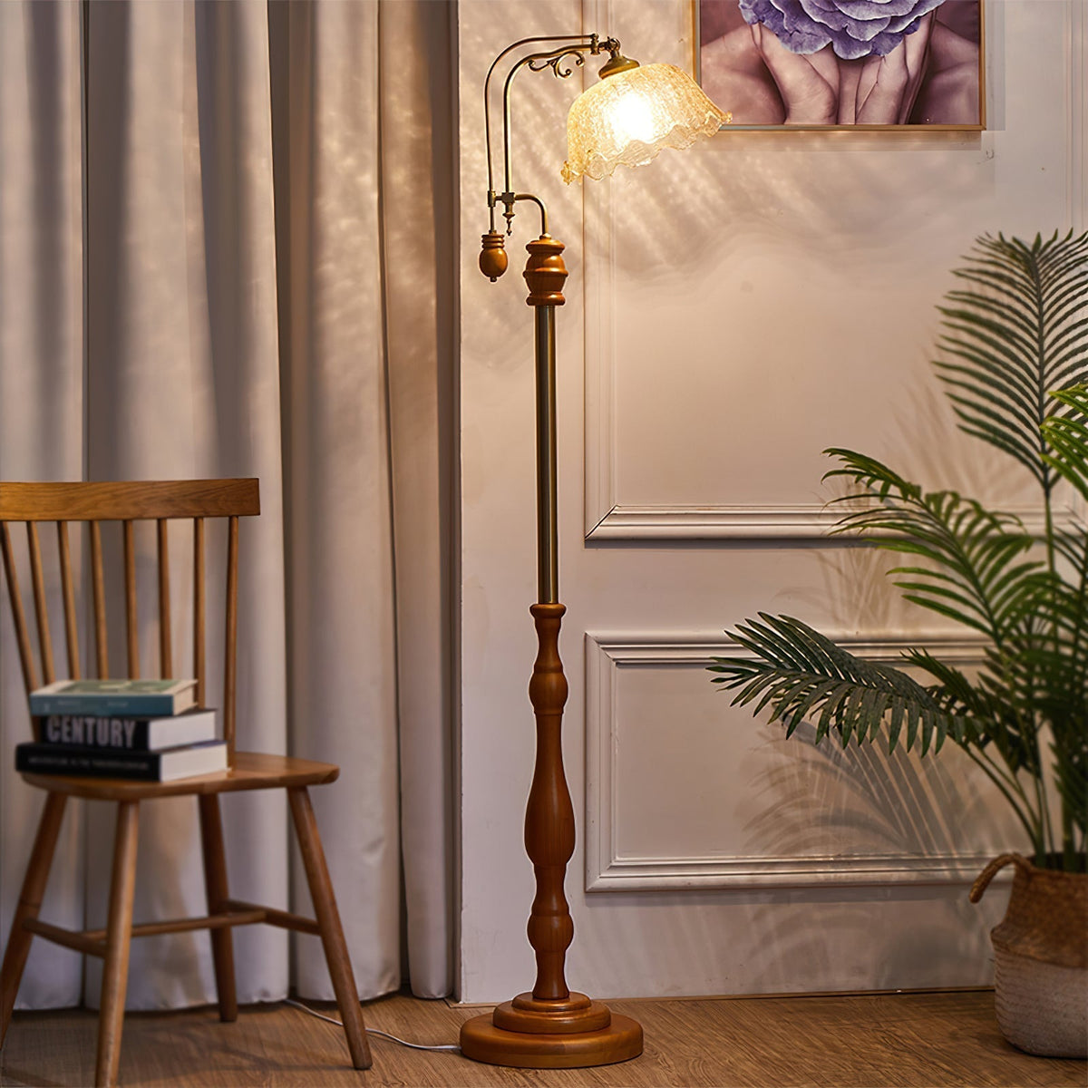 Darisel Wood Vintage Floor Lamp