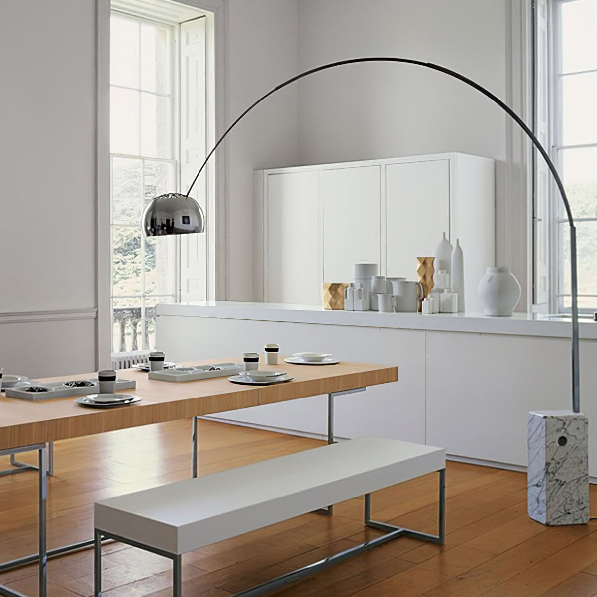 Alevra Steel Marble Floor Lamp
