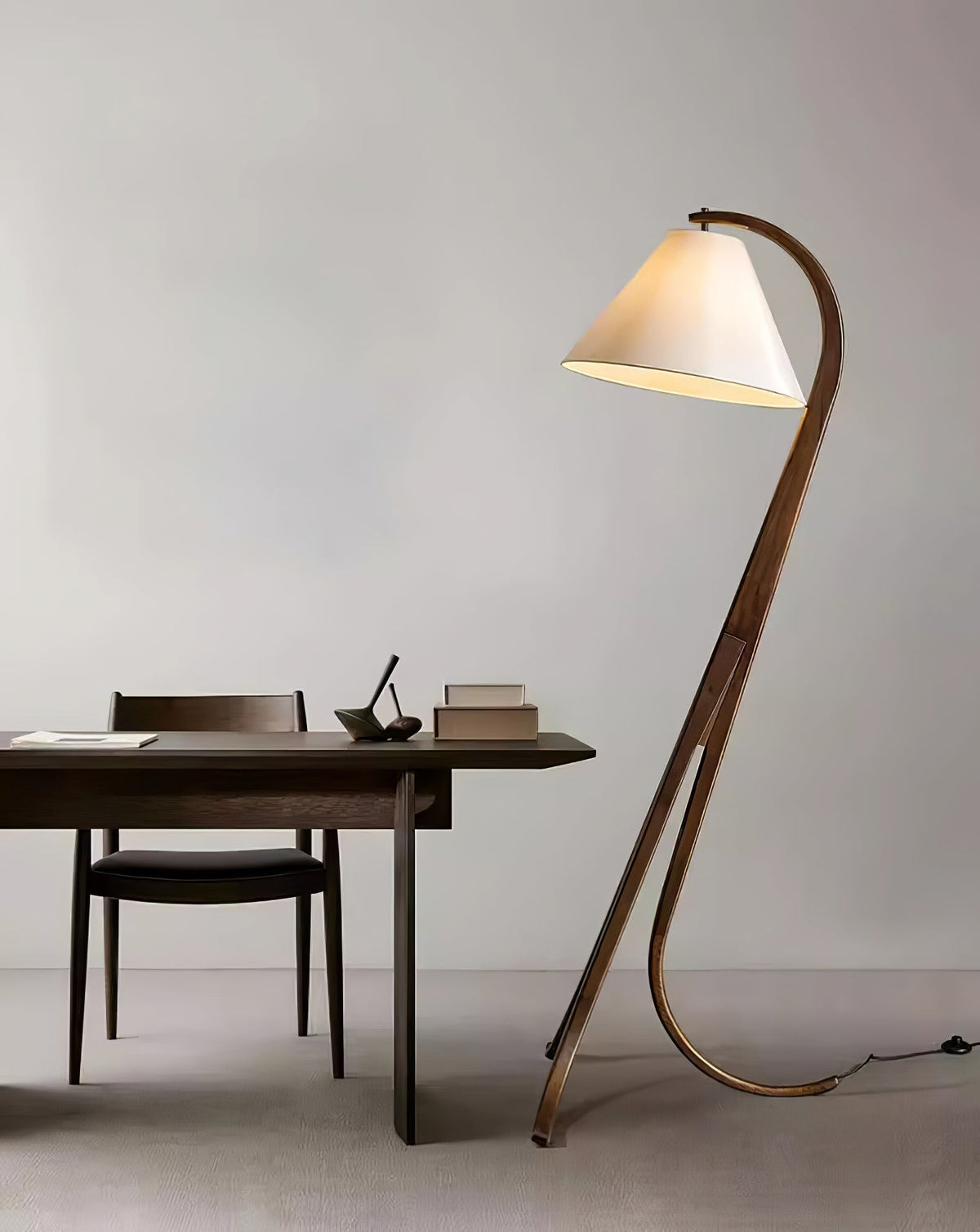 Udorila Curved Wood Floor Lamp