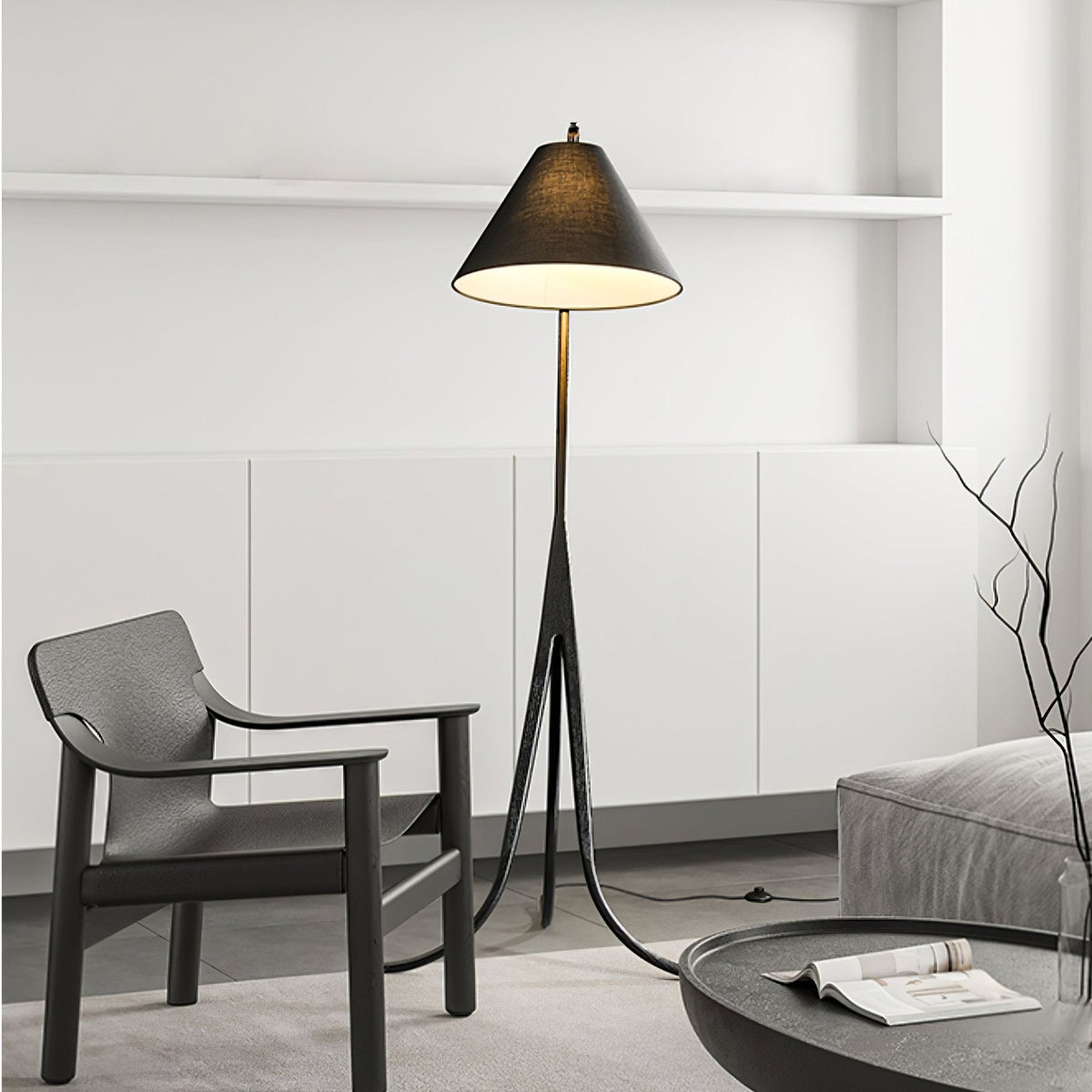 Udorila Curved Wood Floor Lamp
