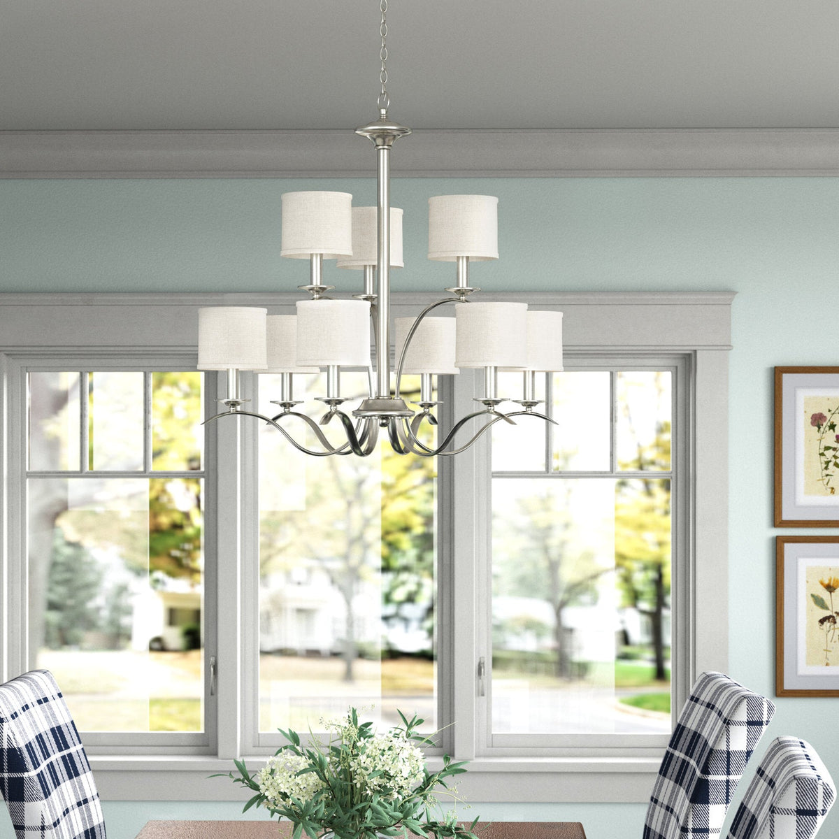 Vatnuvys Traditional Premium Brass Fabric Metal Chandelier