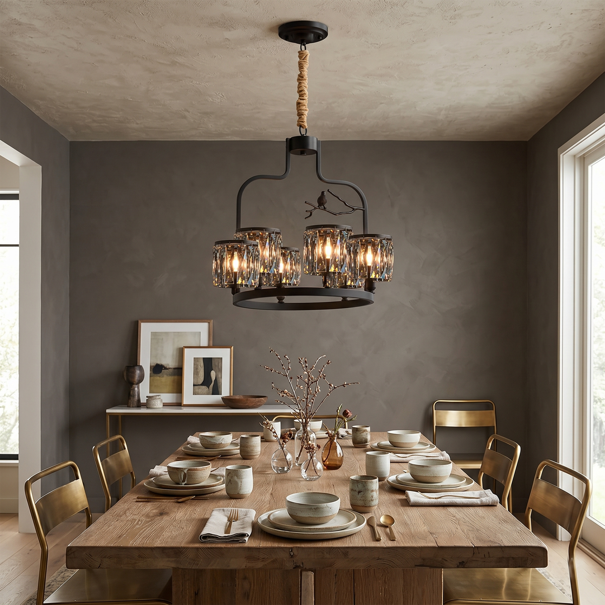 Bunoa Crystal Bird Chandelier