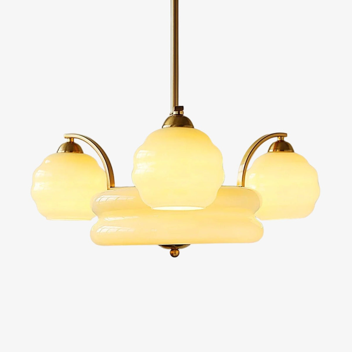 Celeelle Chandelier Art Deco Vintage Gold Glass Shades