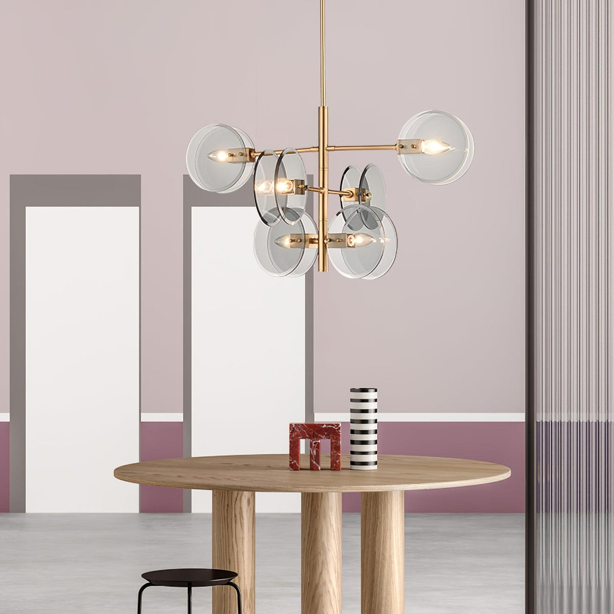 Celanine Chandelier Smoke Glass Round Layered