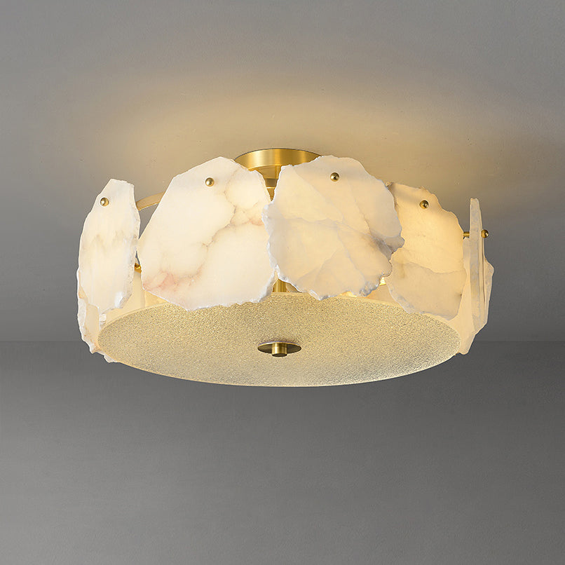 Elay Sophisticated Disc Flat Alabaster Glass Ceiling Light