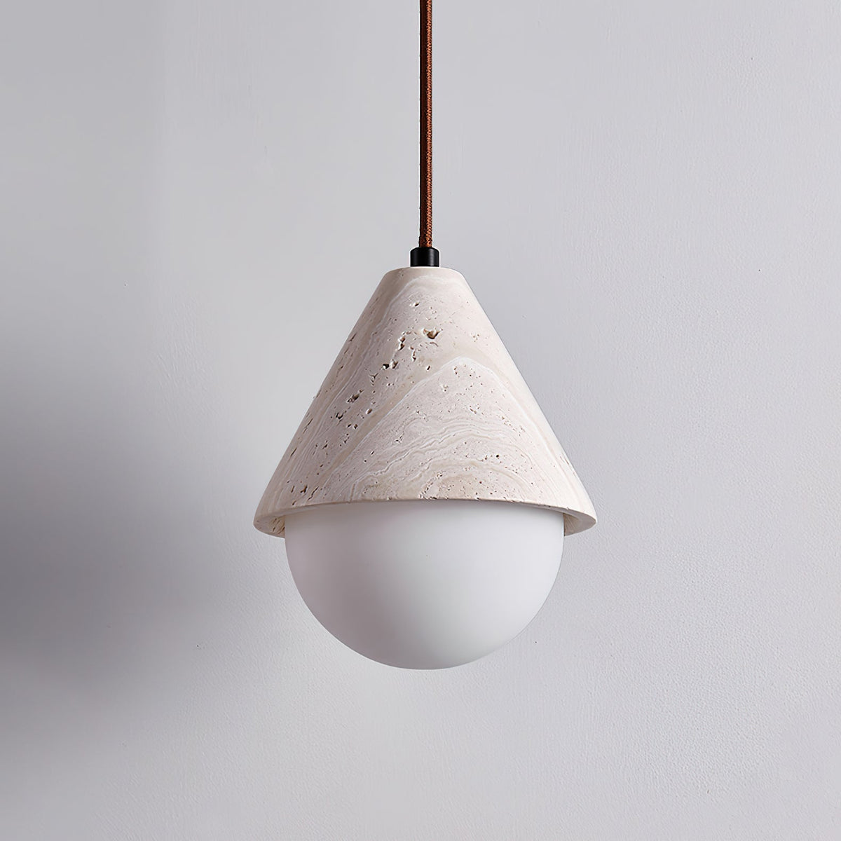 Valaliella Cone Hemisphere Travertine Pendant Light