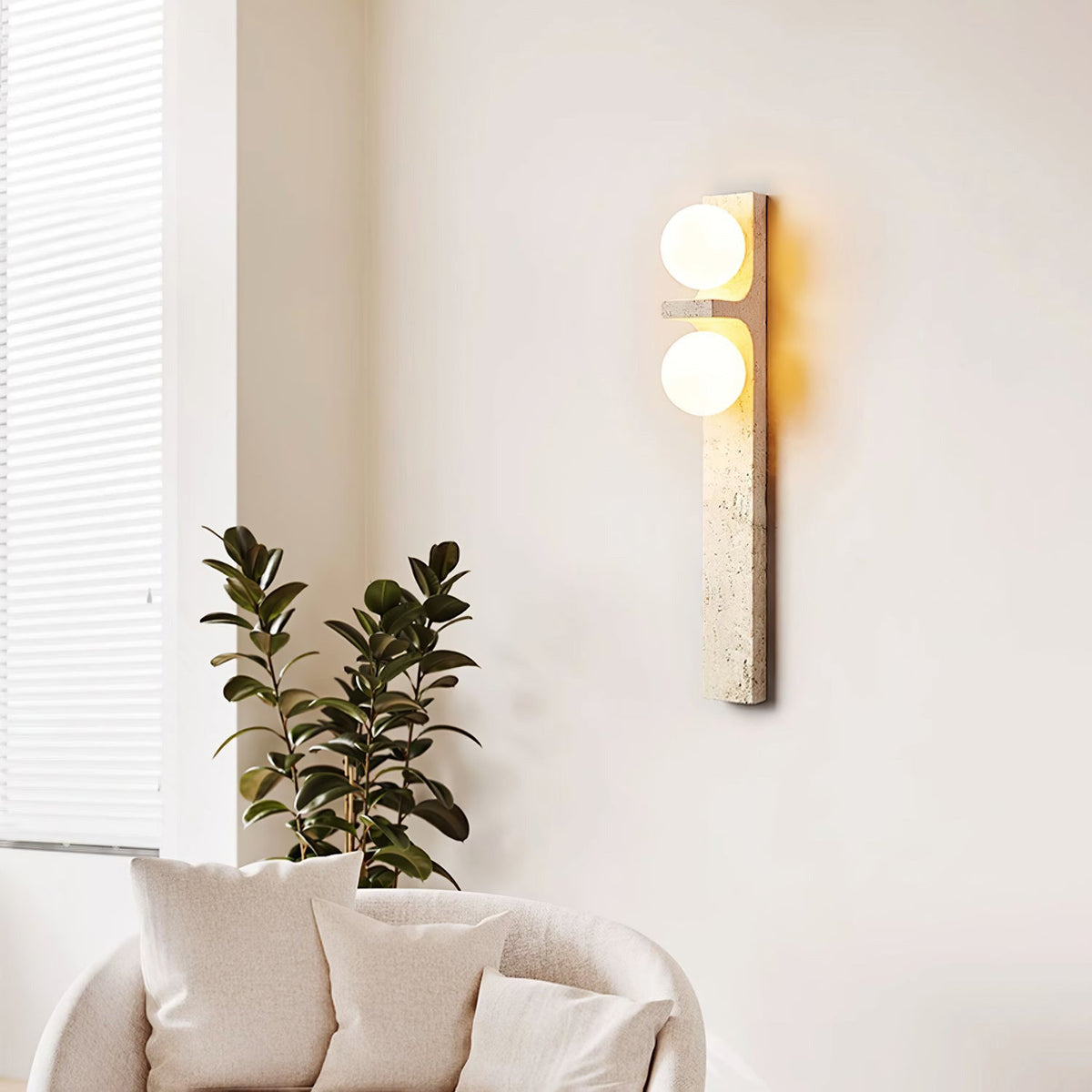 Eirikuvys Organic Modern Minimalist Travertine Wall Sconce