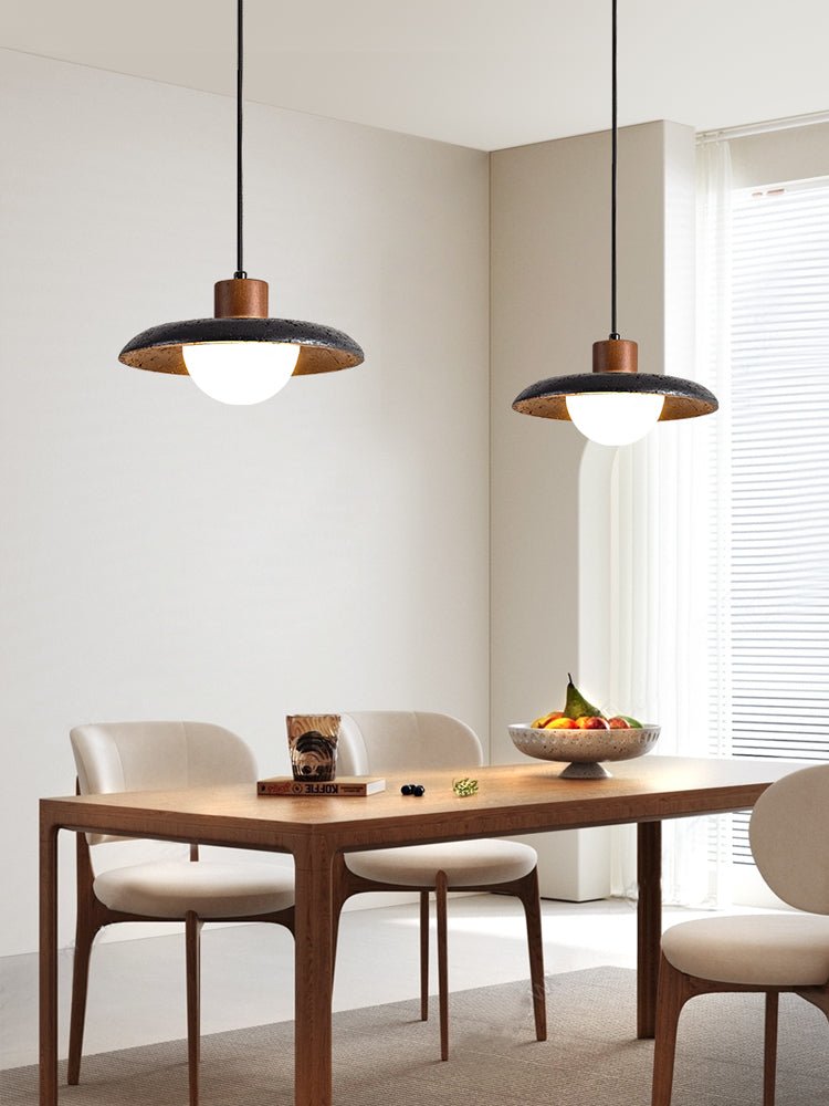 Zenk Black Travertine Dome Pendant Lamp
