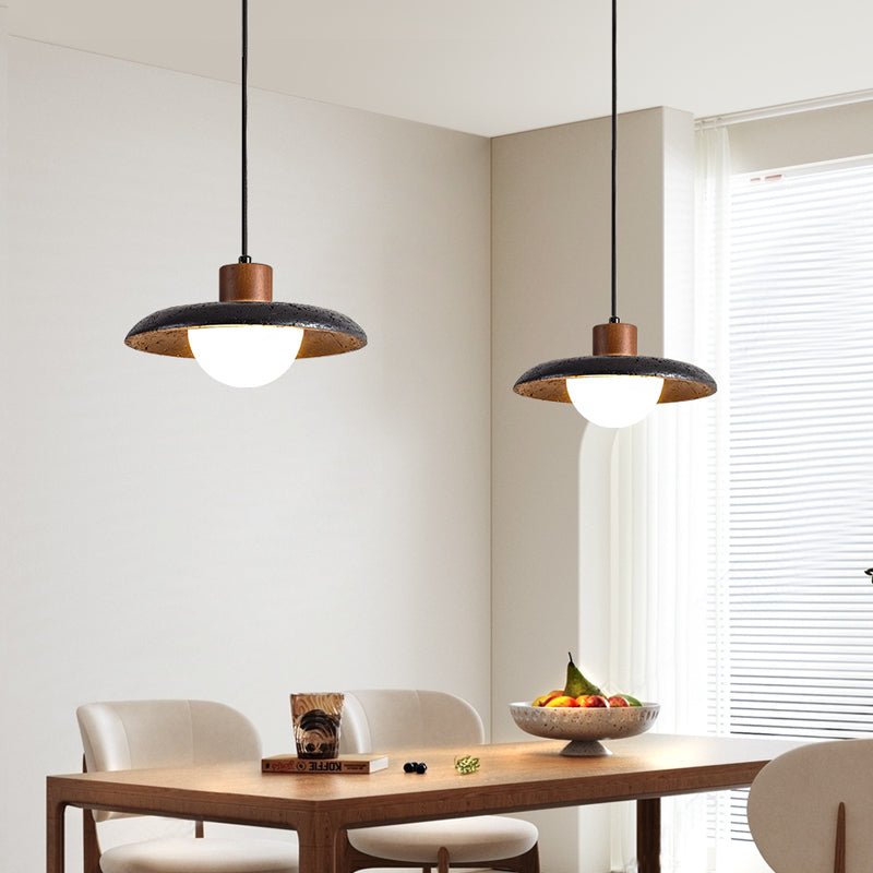 Zenk Black Travertine Dome Pendant Lamp