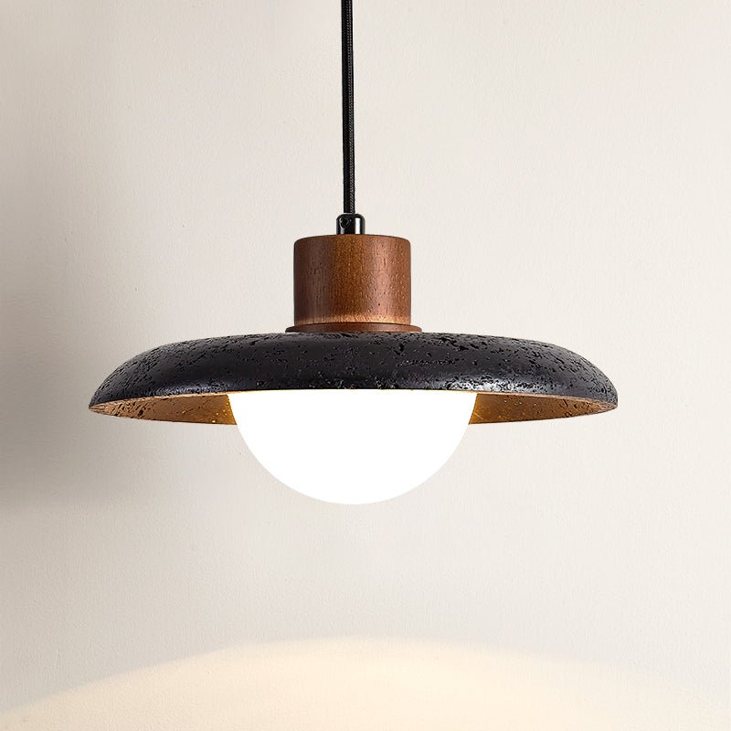 Zenk Black Travertine Dome Pendant Lamp