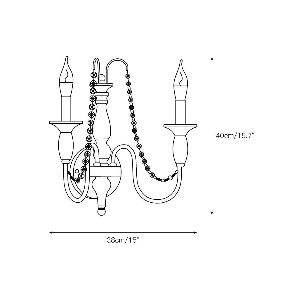 Jarnbruvys Traditional Candle Metal Crystal Wall Lamp