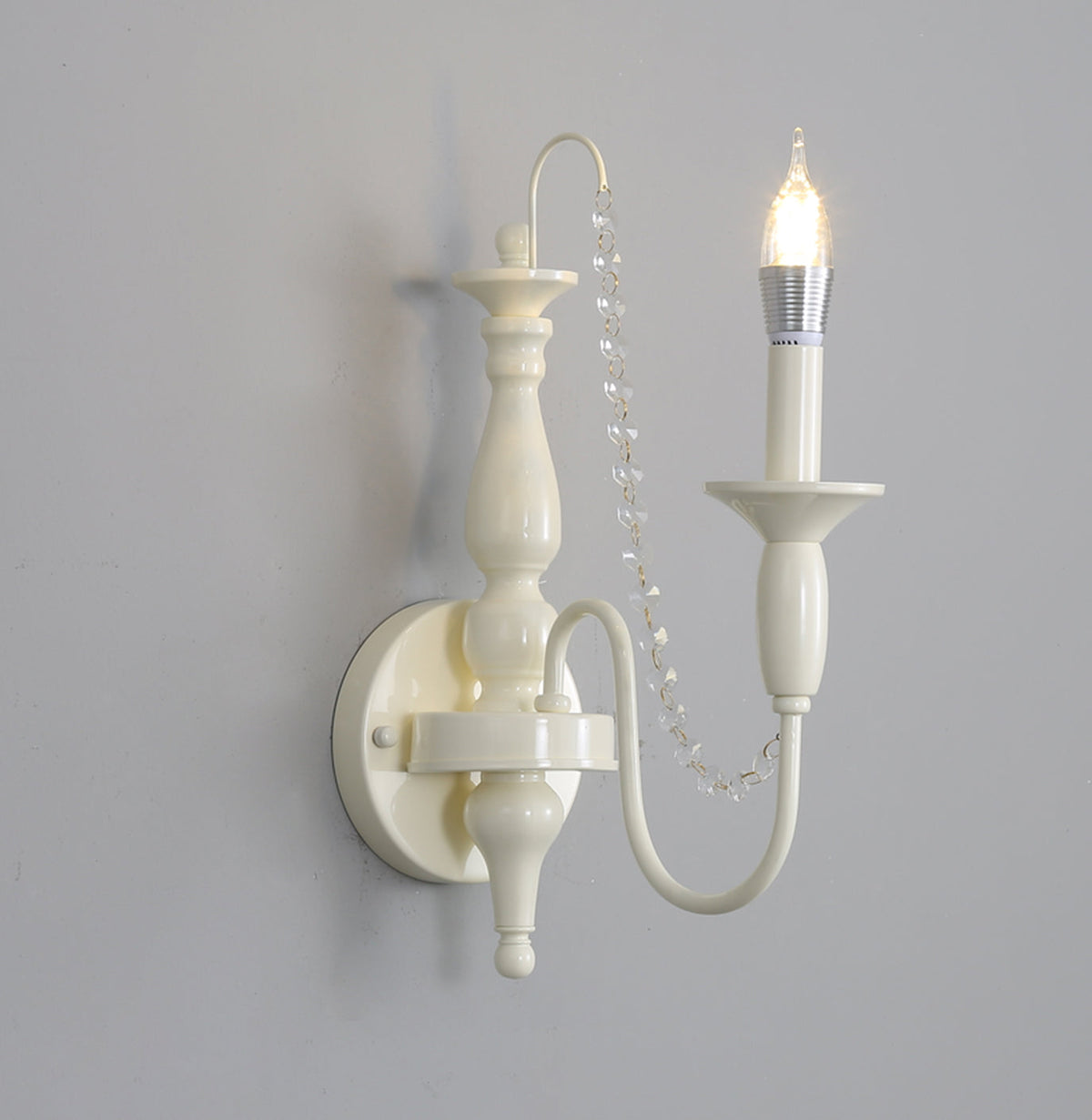 Jarnbruvys Traditional Candle Metal Crystal Wall Lamp