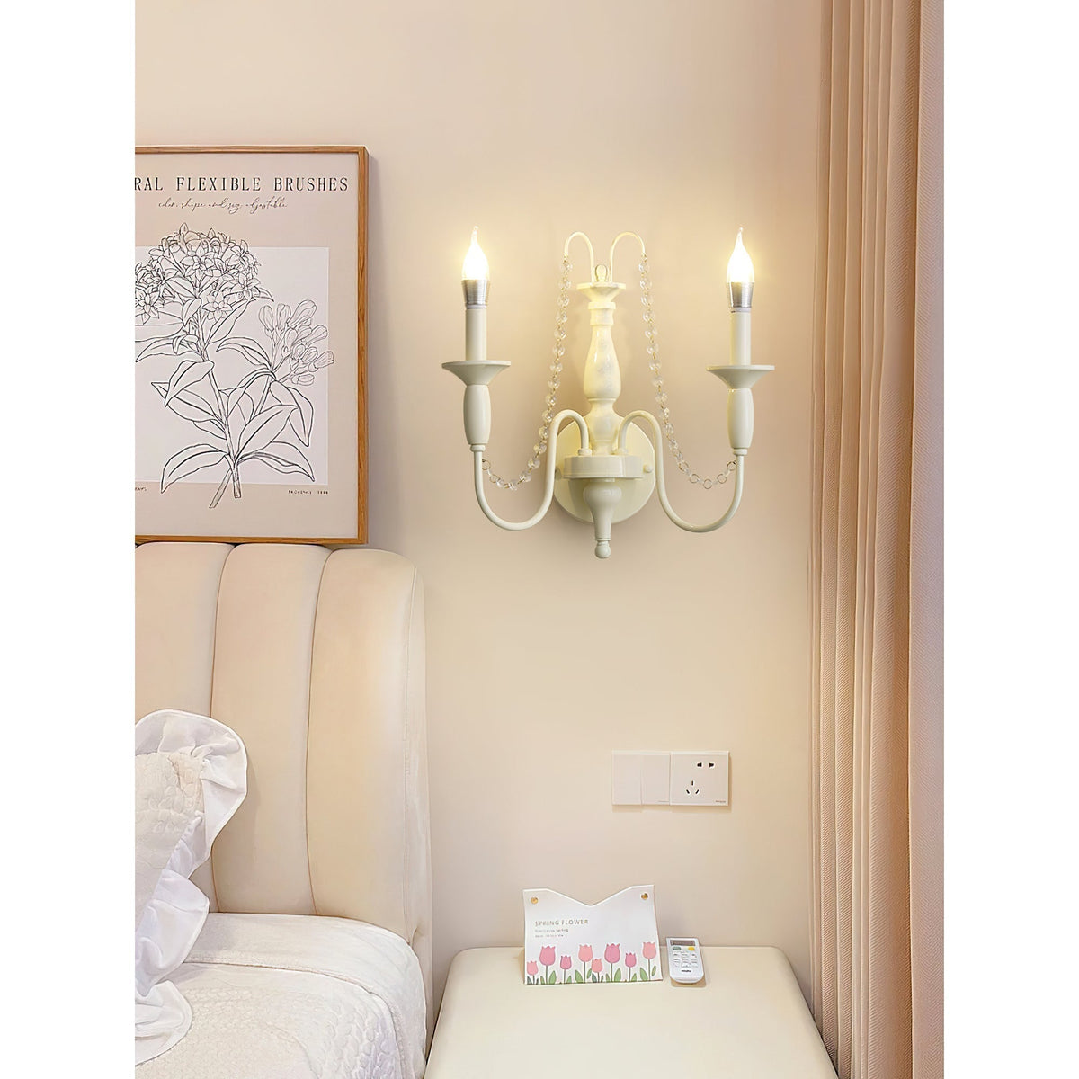 Jarnbruvys Traditional Candle Metal Crystal Wall Lamp