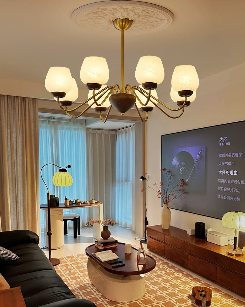 Sytheiel Premium Elegance Wood Glass Chandelier
