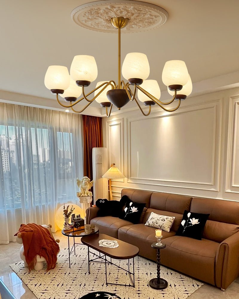 Sytheiel Premium Elegance Wood Glass Chandelier