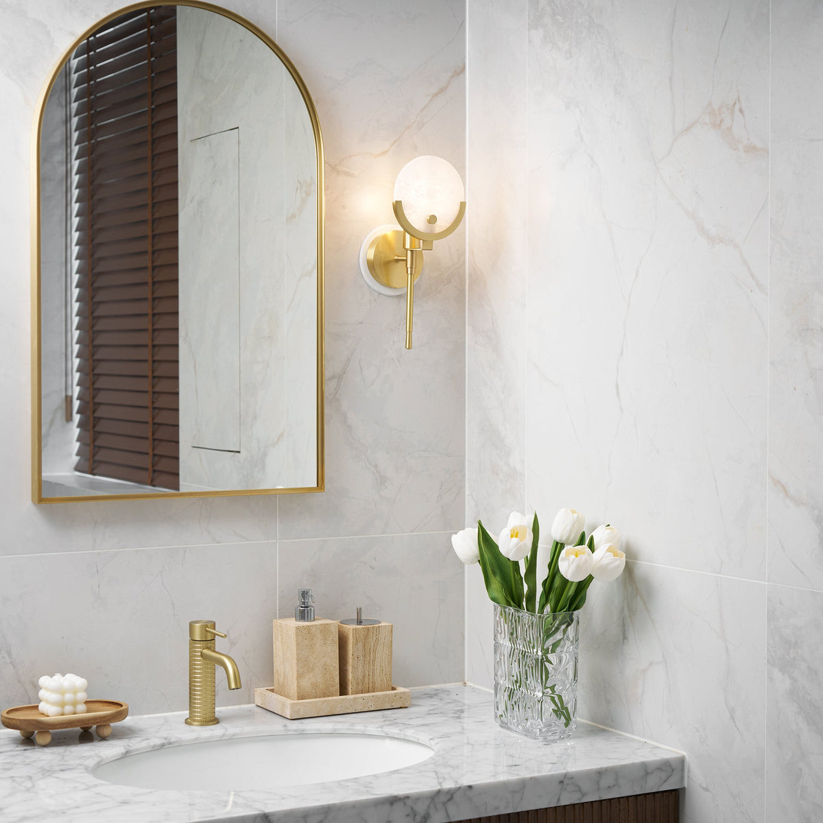Keden Cradle Alabaster Globe Indoor Wall Light