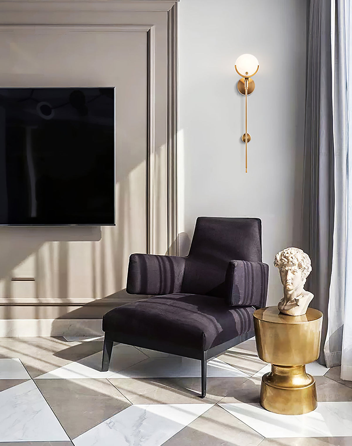 Keden Cradle Alabaster Globe Indoor Wall Light