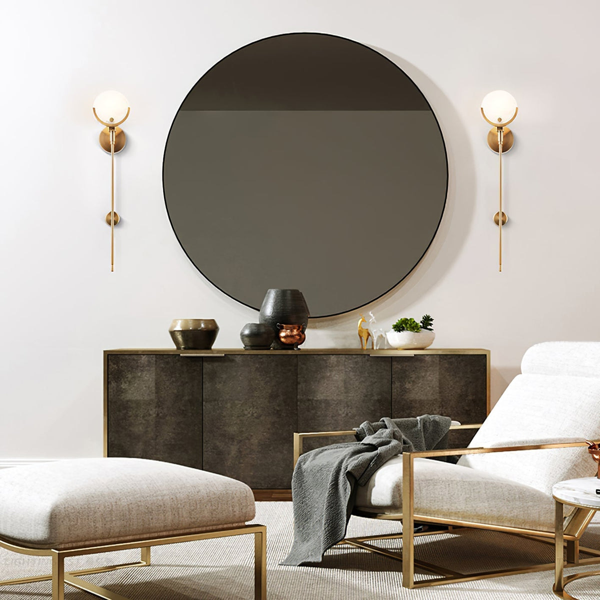 Florian Brass Sconce Alabaster