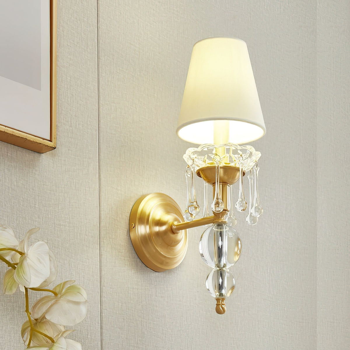 Qvistuvyh Postmodern Luxury Fabric Crystal Wall Lamp