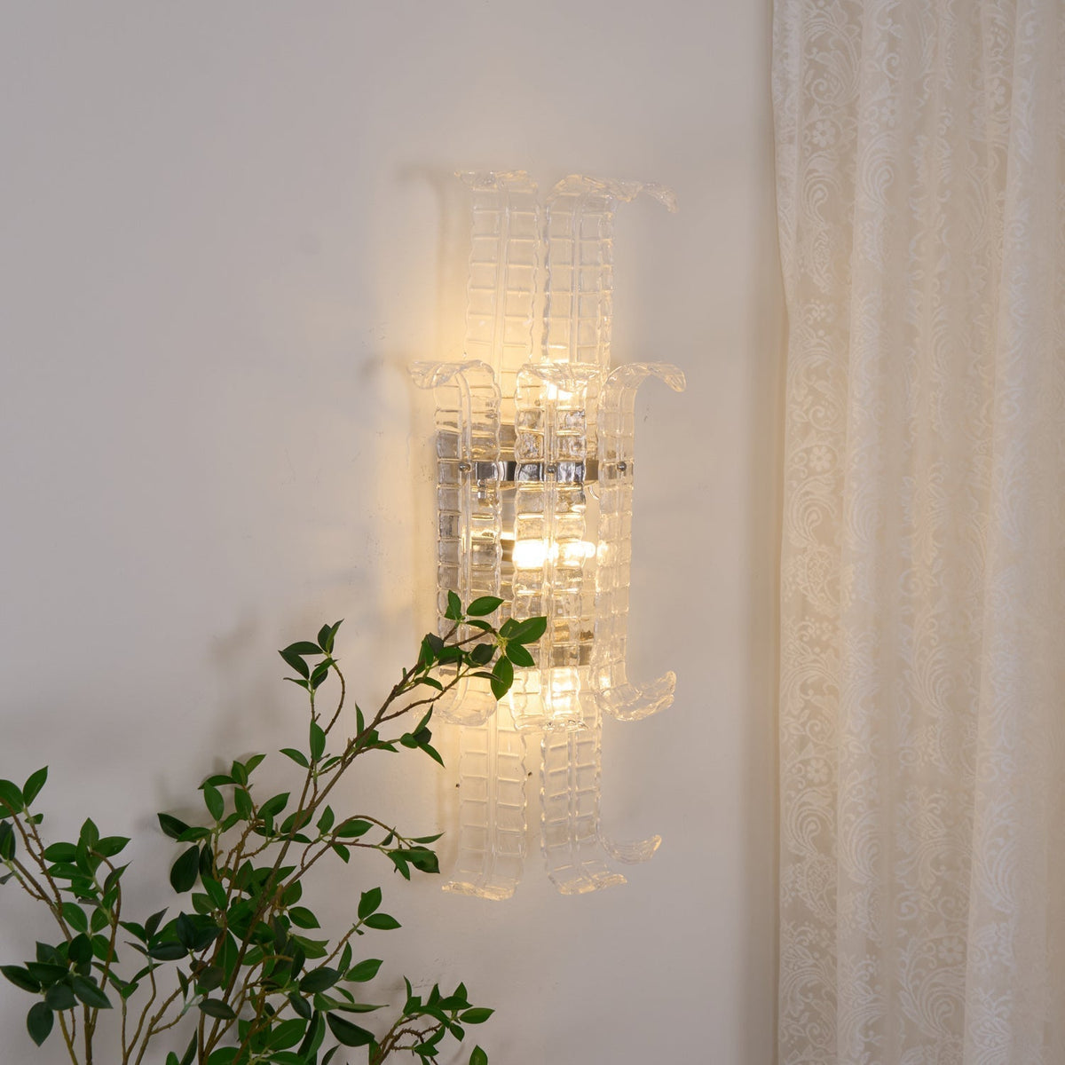 Celearia Wall Sconce Clear Murano Glass Panel Geometric