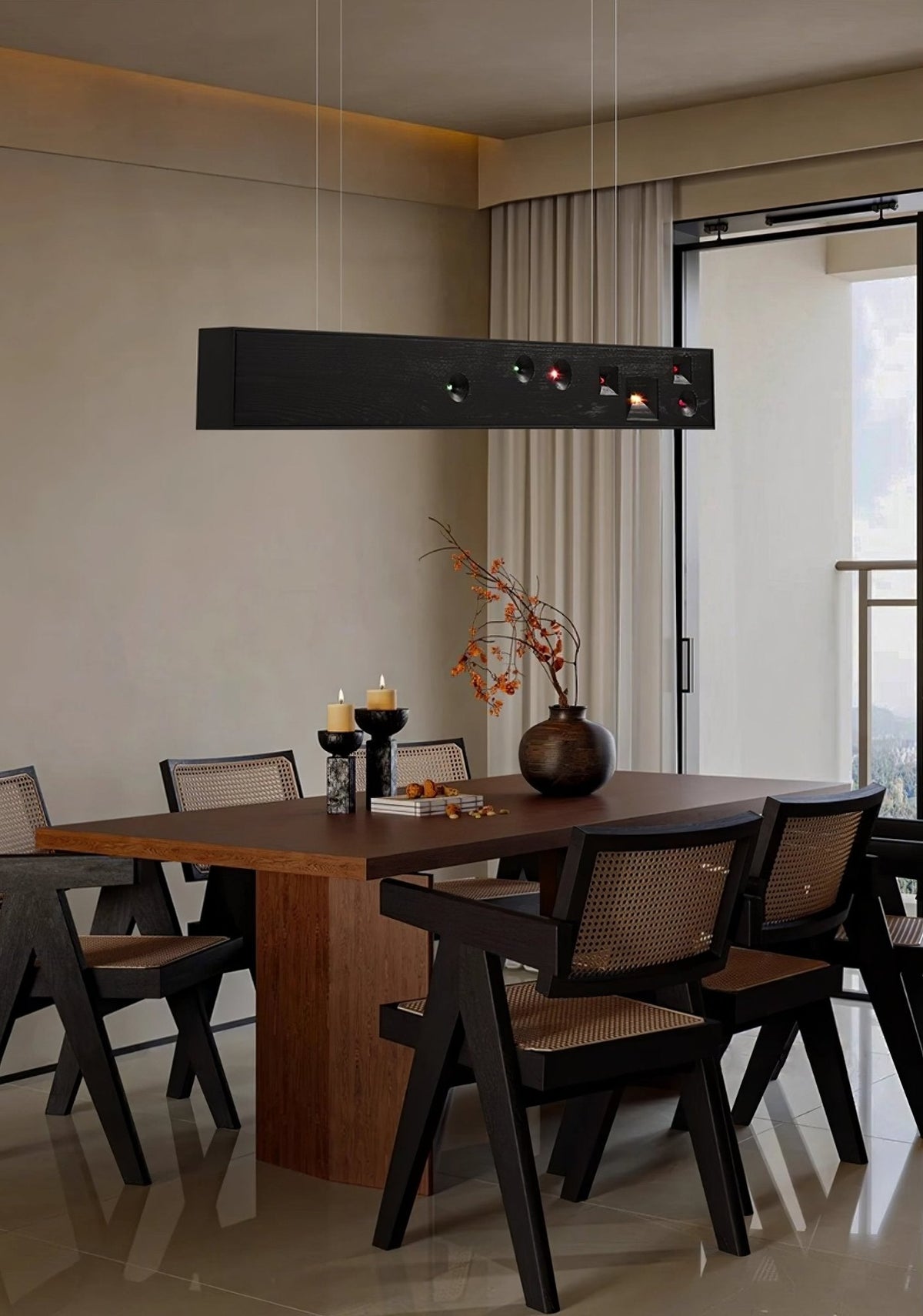 Elvorora Pendant Light Wood Gemstone Linear LED
