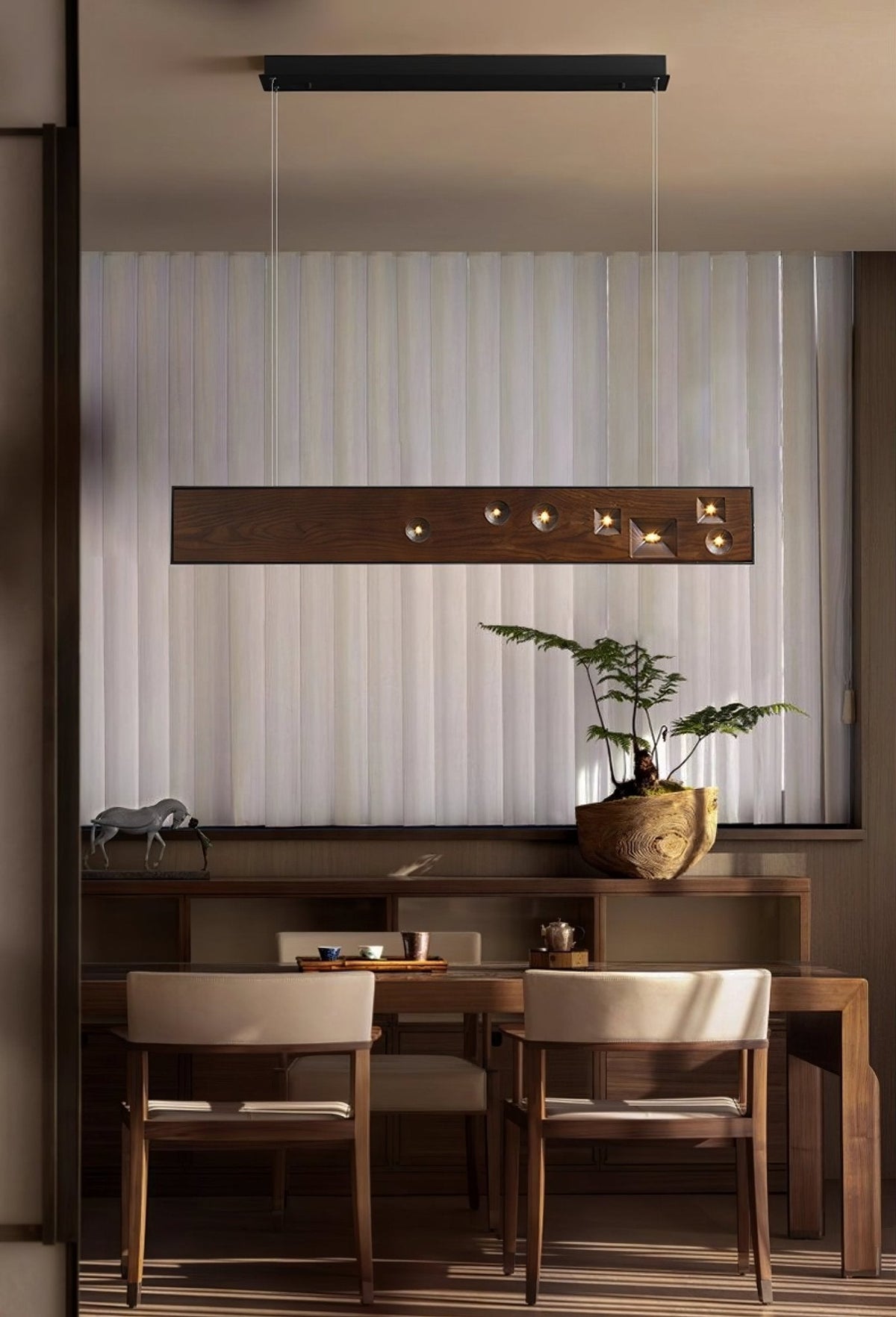 Elvorora Pendant Light Wood Gemstone Linear LED