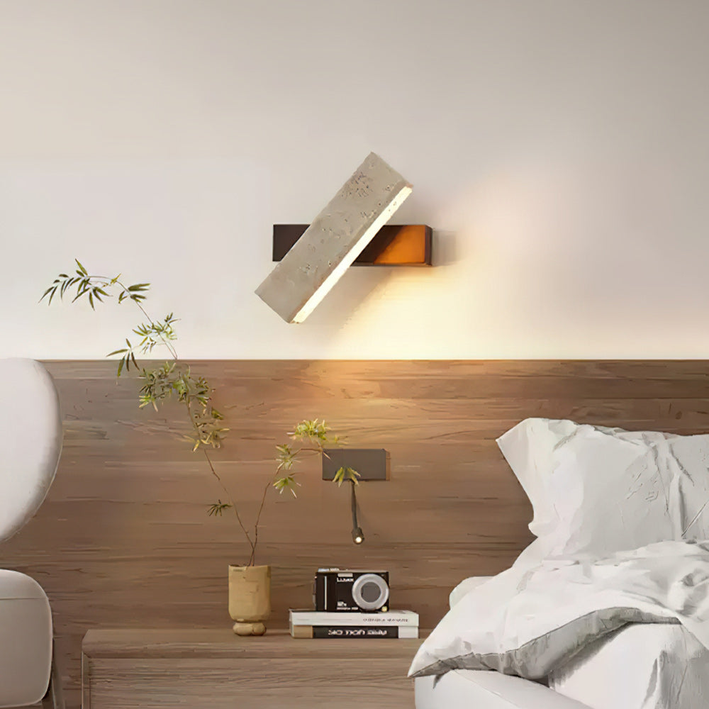 Ostruvyo Modern Minimalist Linear Walnut Travertine Wall Lamp