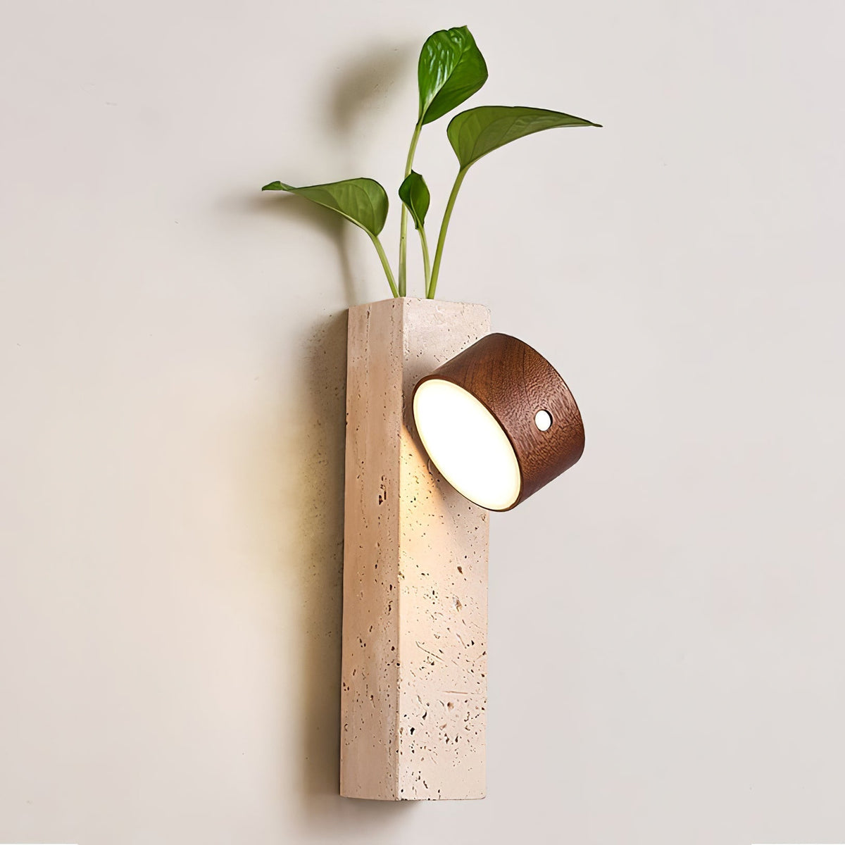 Dalvor Rectangular-Block Travertine Wall Light