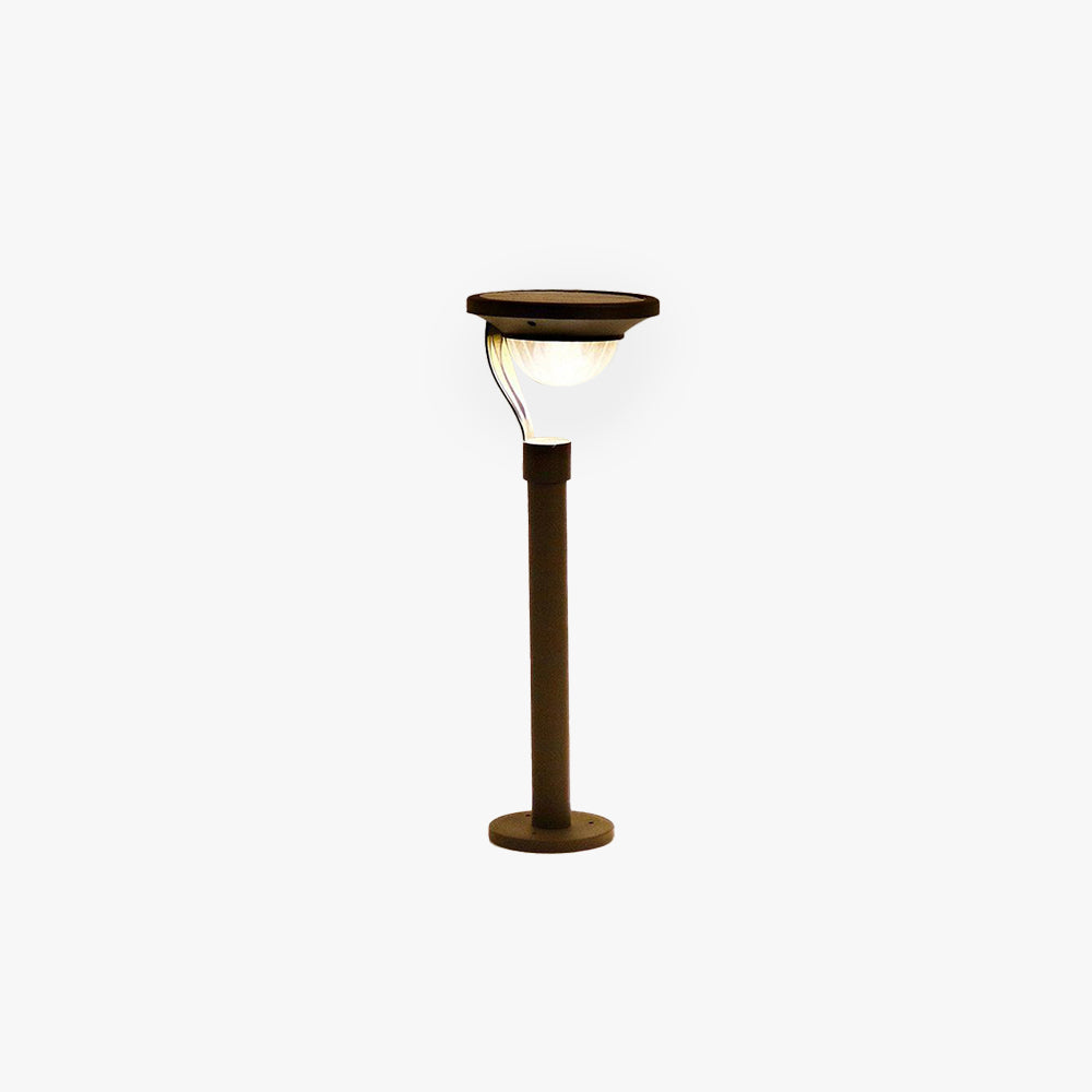 Ray Modern Metal Bowl-Shaped Solar Outdoor Bollard Light, Dark Gray - Lamp Outdoor