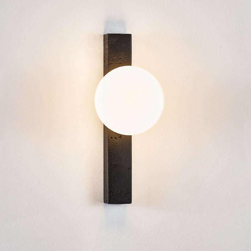 Zoshaira Globe Black Travertine Wall Sconce