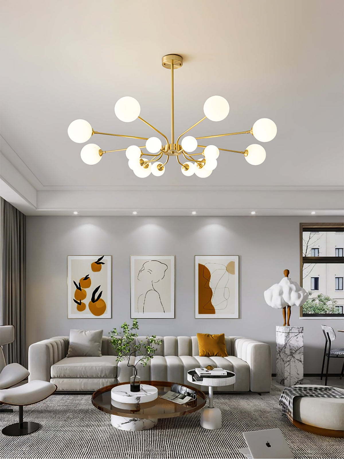 Wace Chandelier Globe Arm Modern